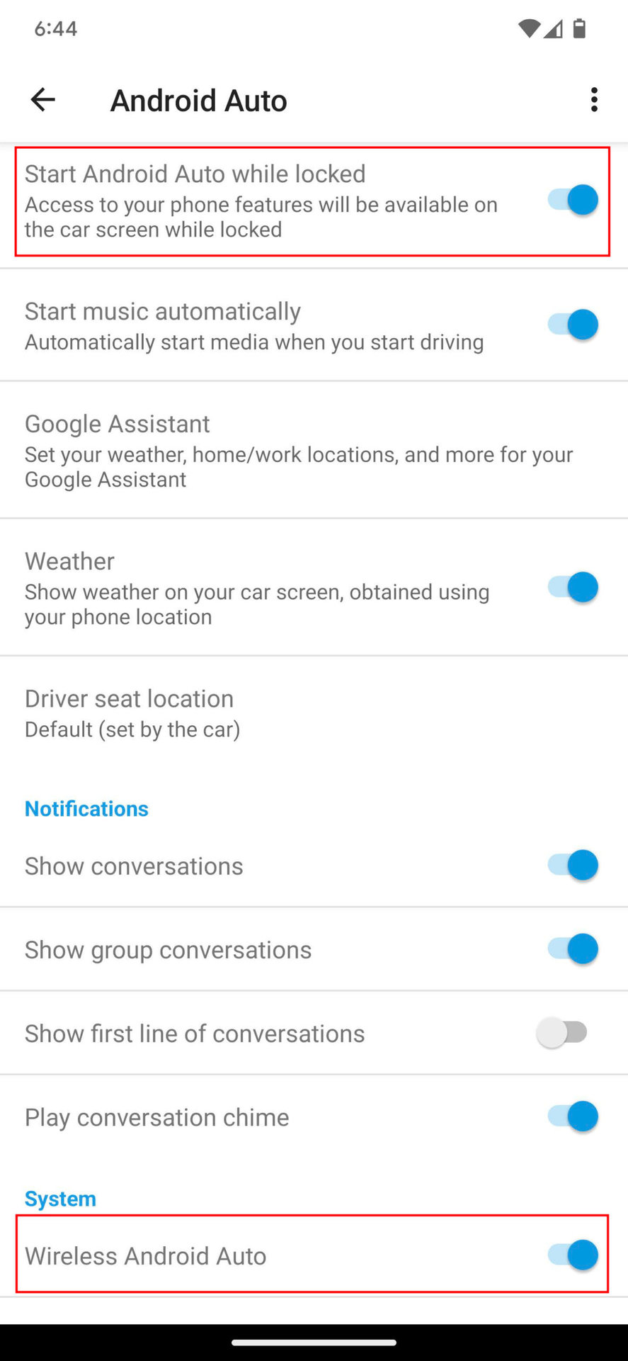 Modify the Android Auto settings 6