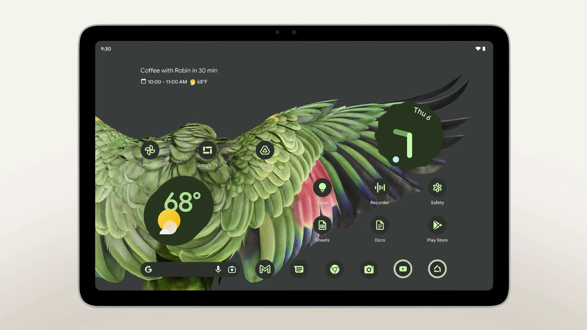 Pixel Tablet home screen