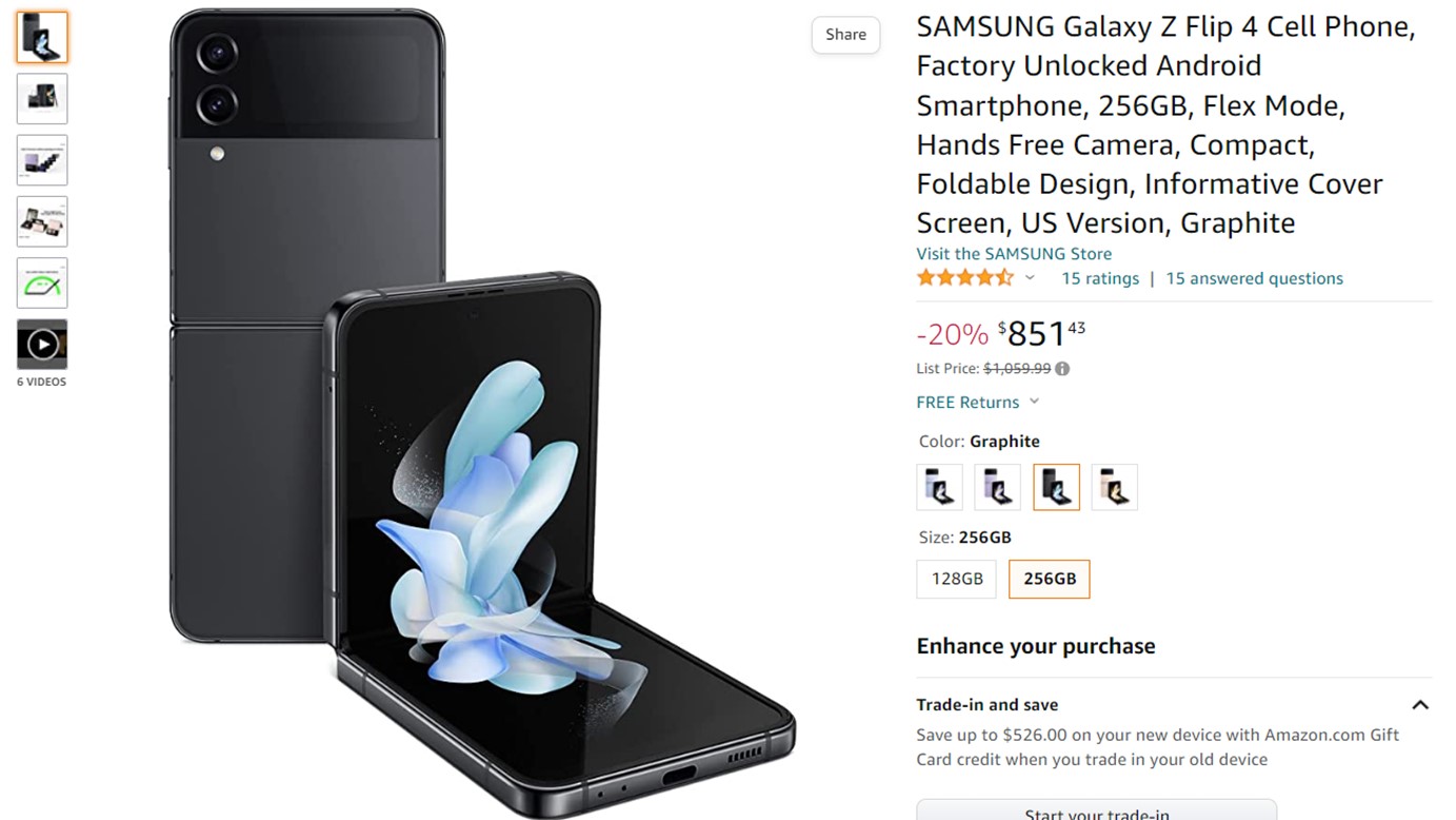 Samsung Galaxy Z Flip 4 Amazon Deal