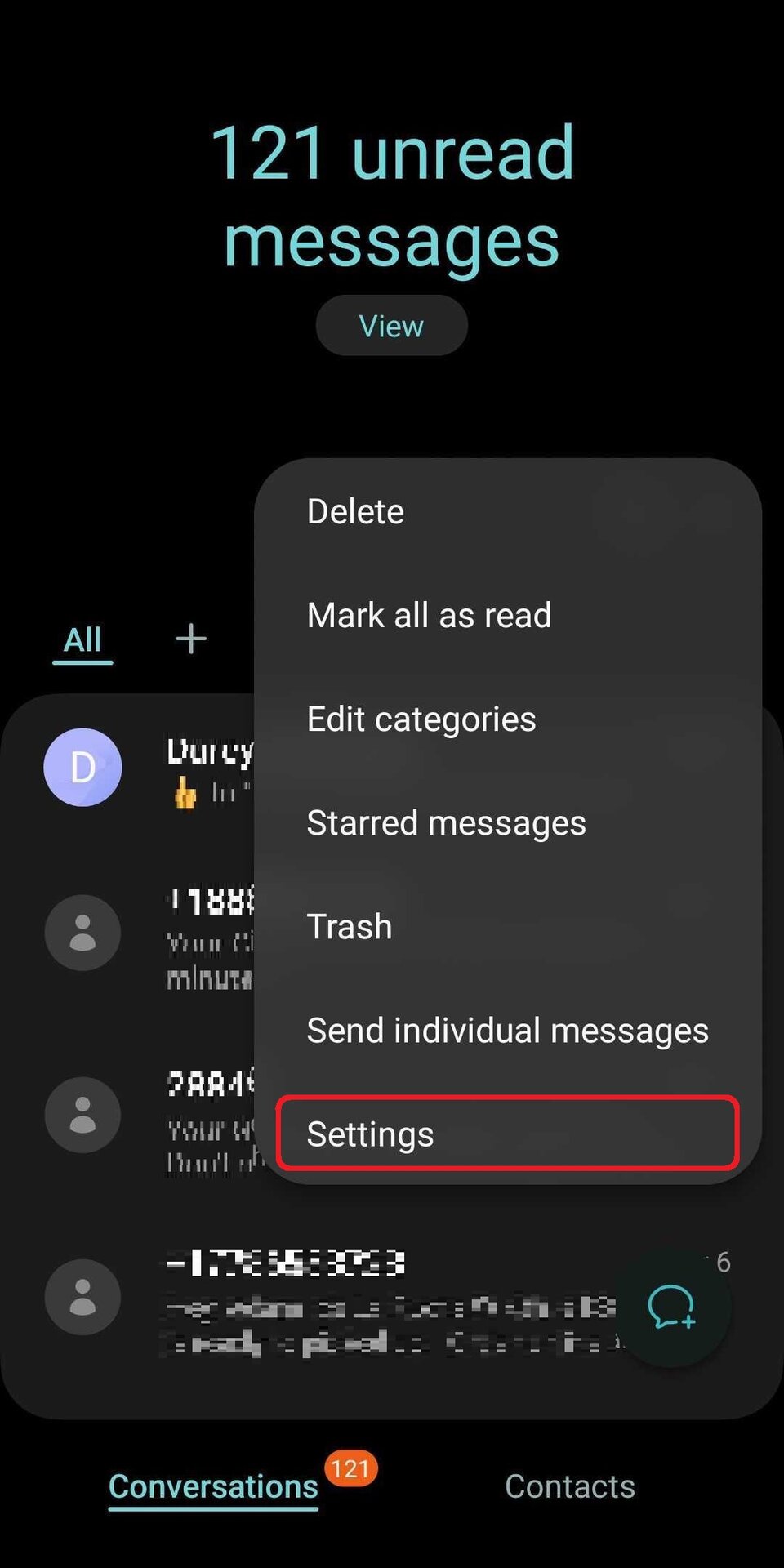 Samsung Messages Settings
