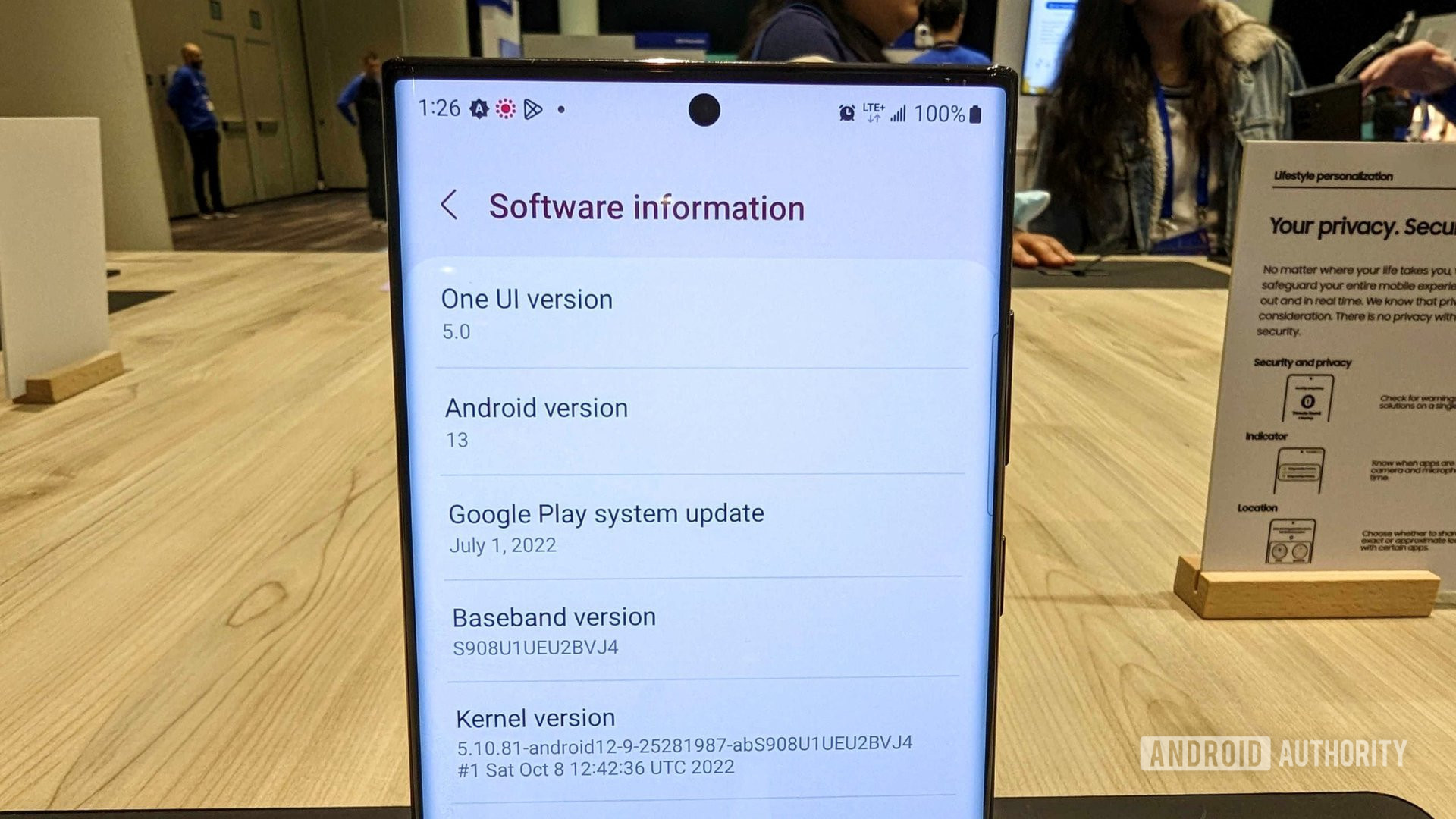 Samsung One UI 5 settings menu