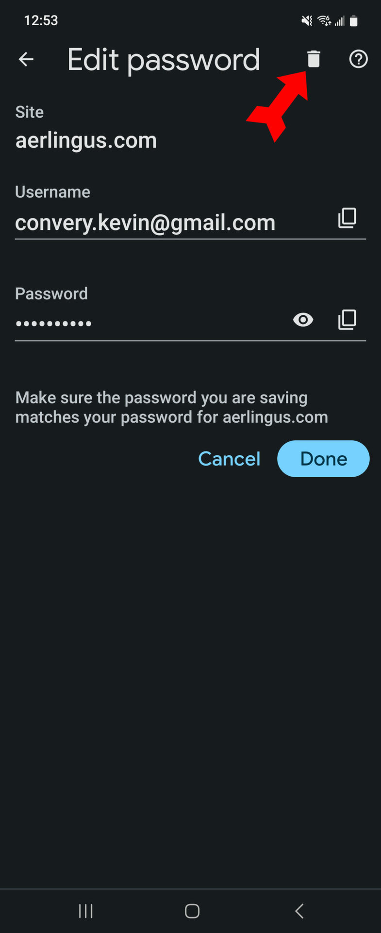 Saved Passwords Delete Password