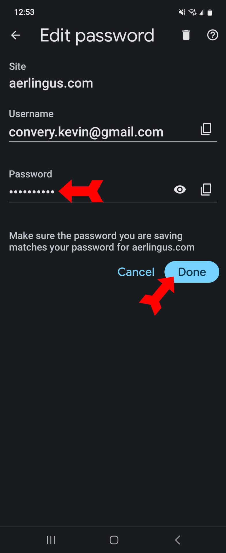 Edit Password Page