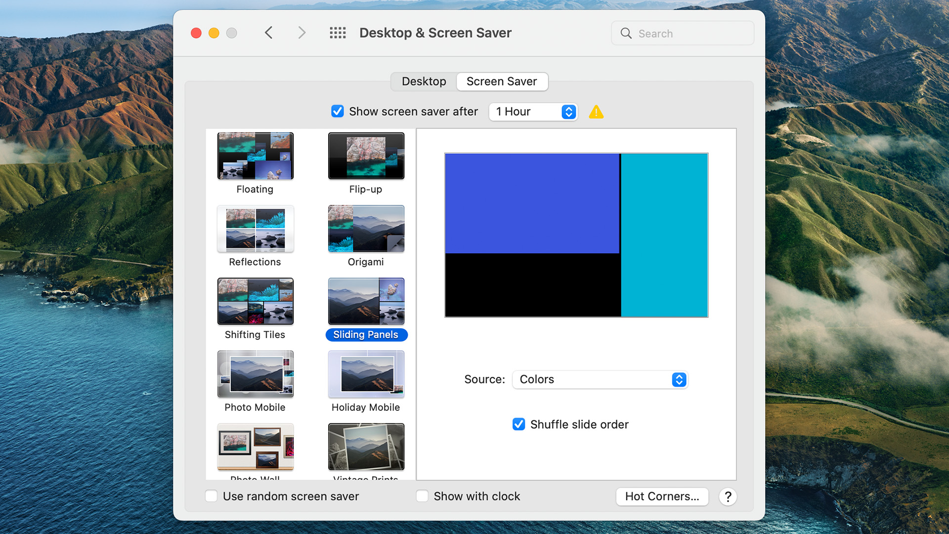 Screen Saver settings macOS