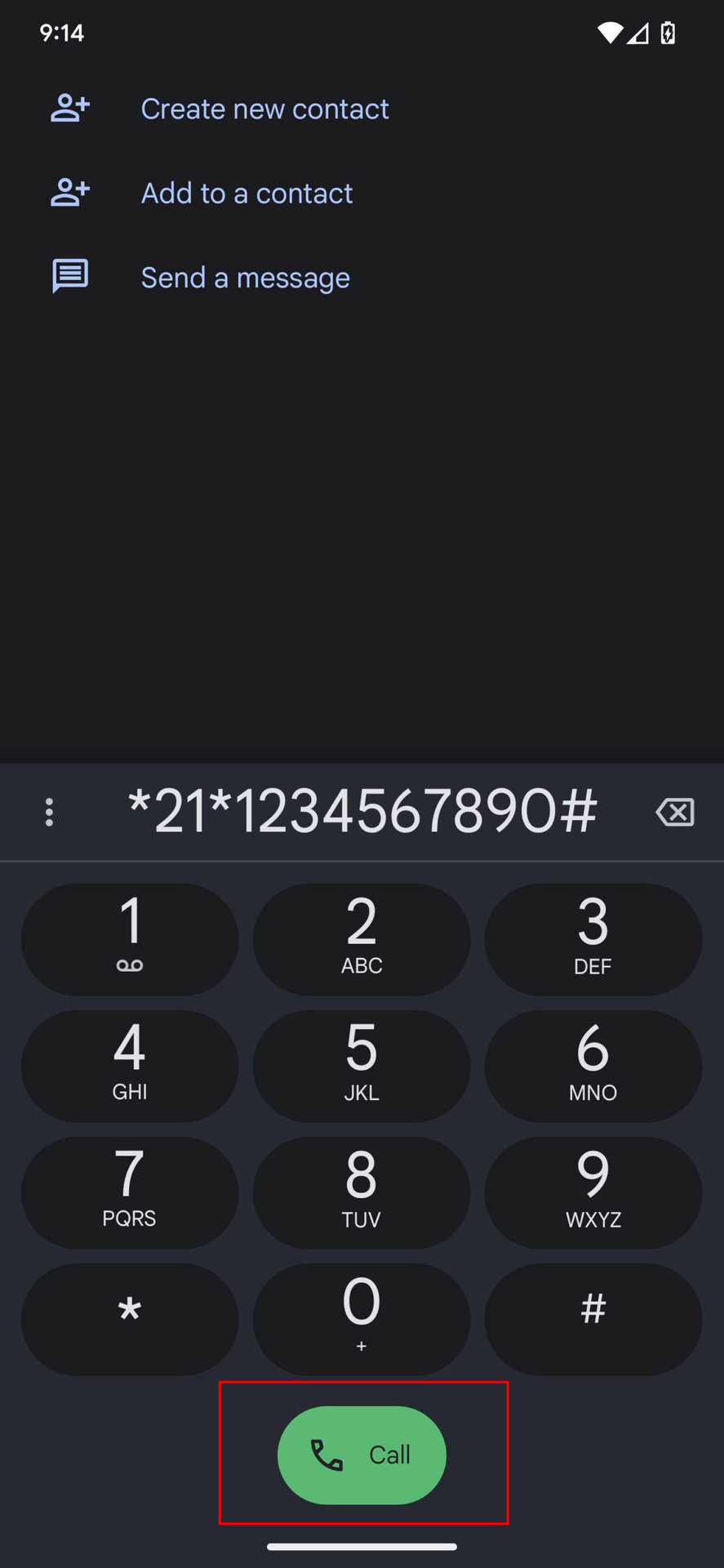 Set up call forwarding using dial codes on Android 3