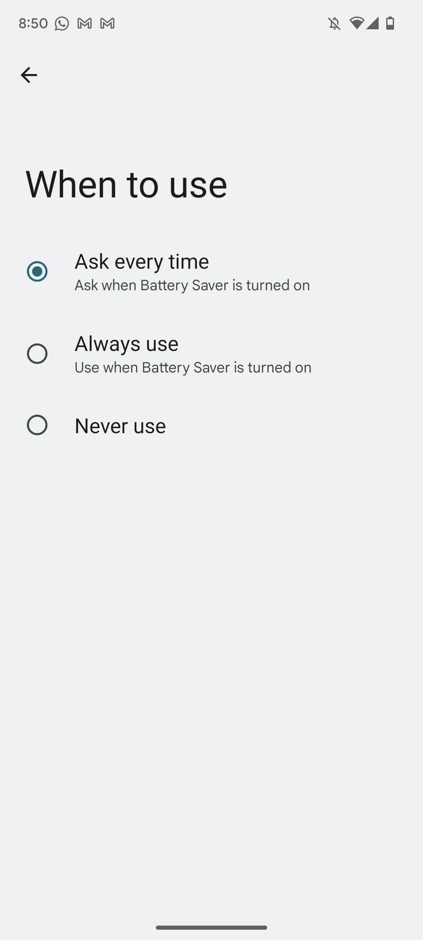 Settings for Extreme Battery Saver