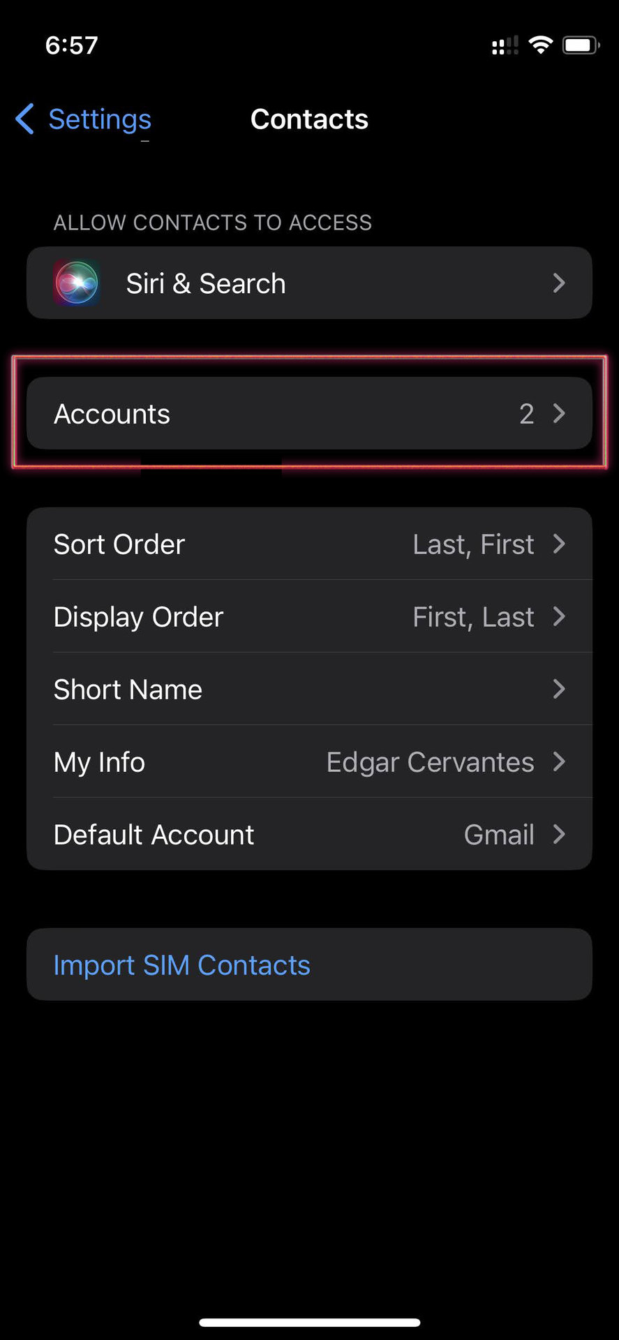 Sync Contacts on iPhone using Google account 2