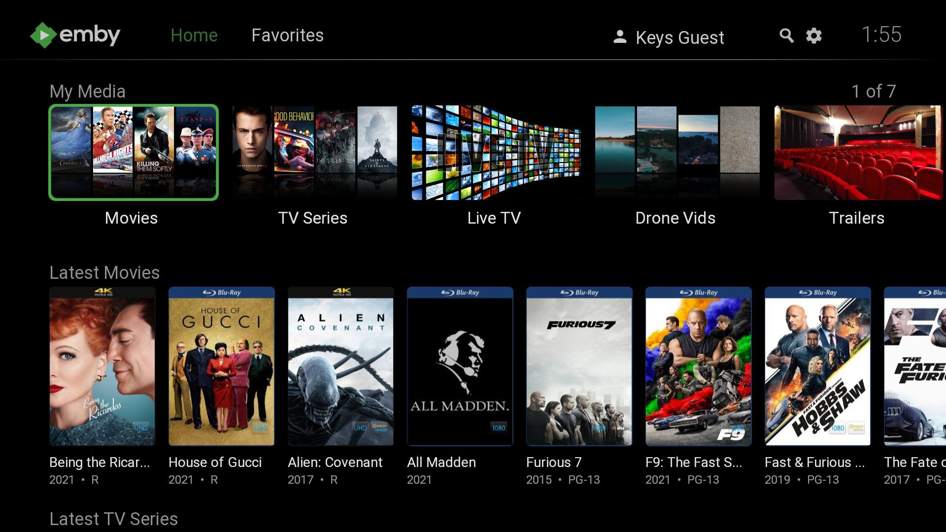 The Emby app on Roku