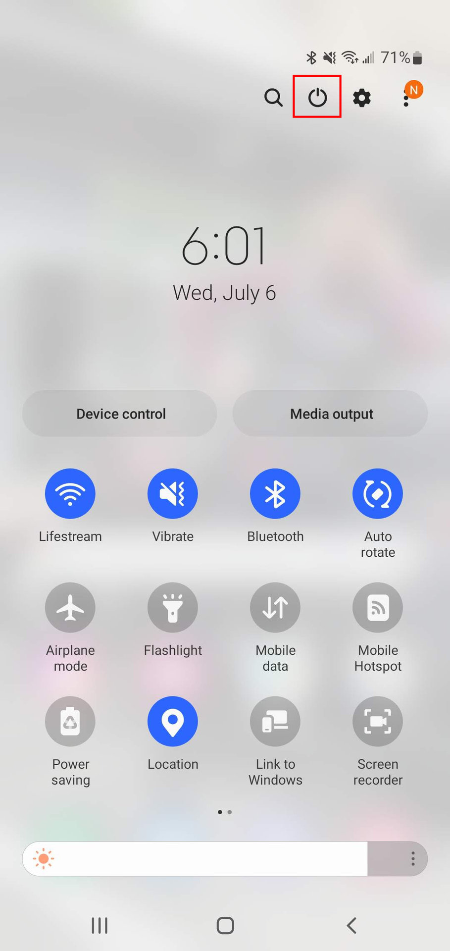 Turn off Samsung phone from notification panel 2