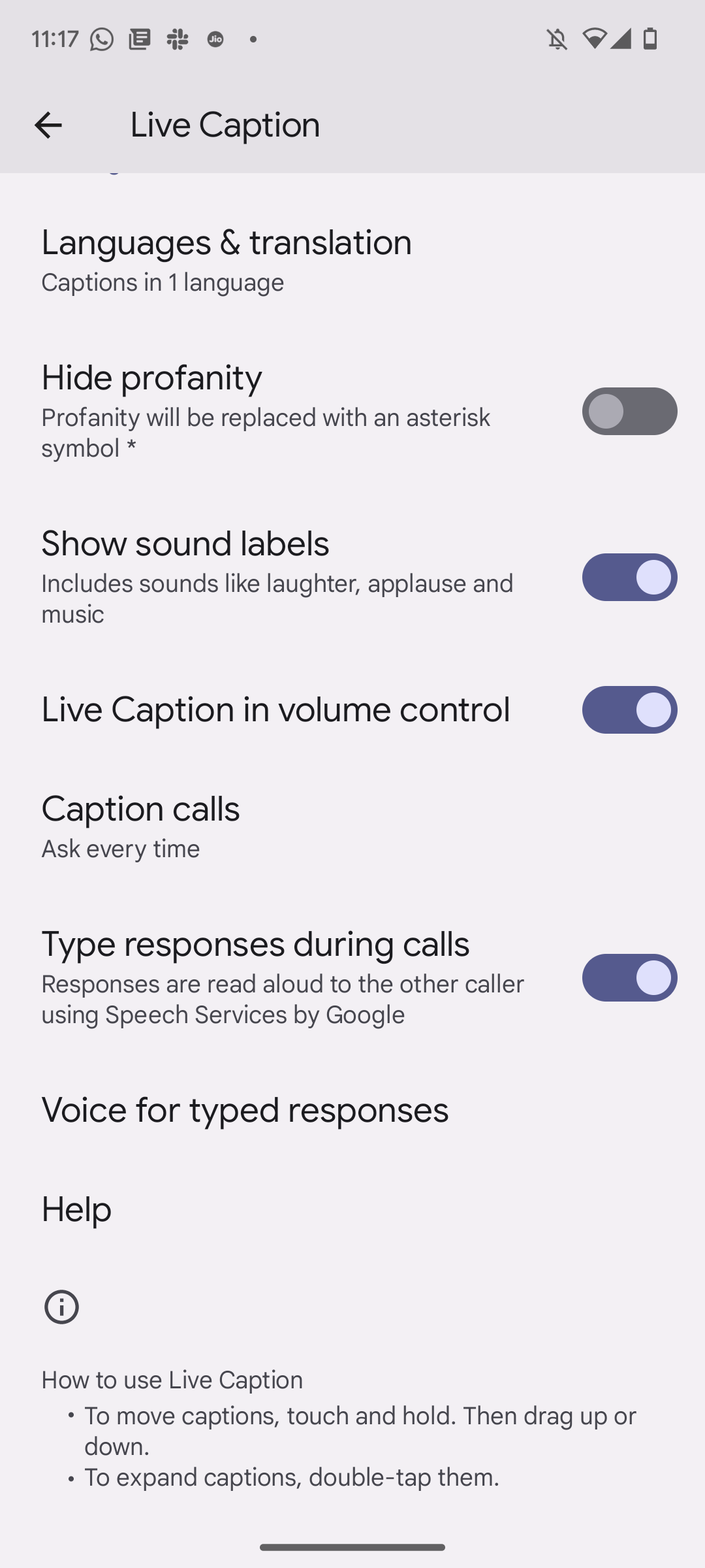 Turn on Live Caption Type responses during call 4