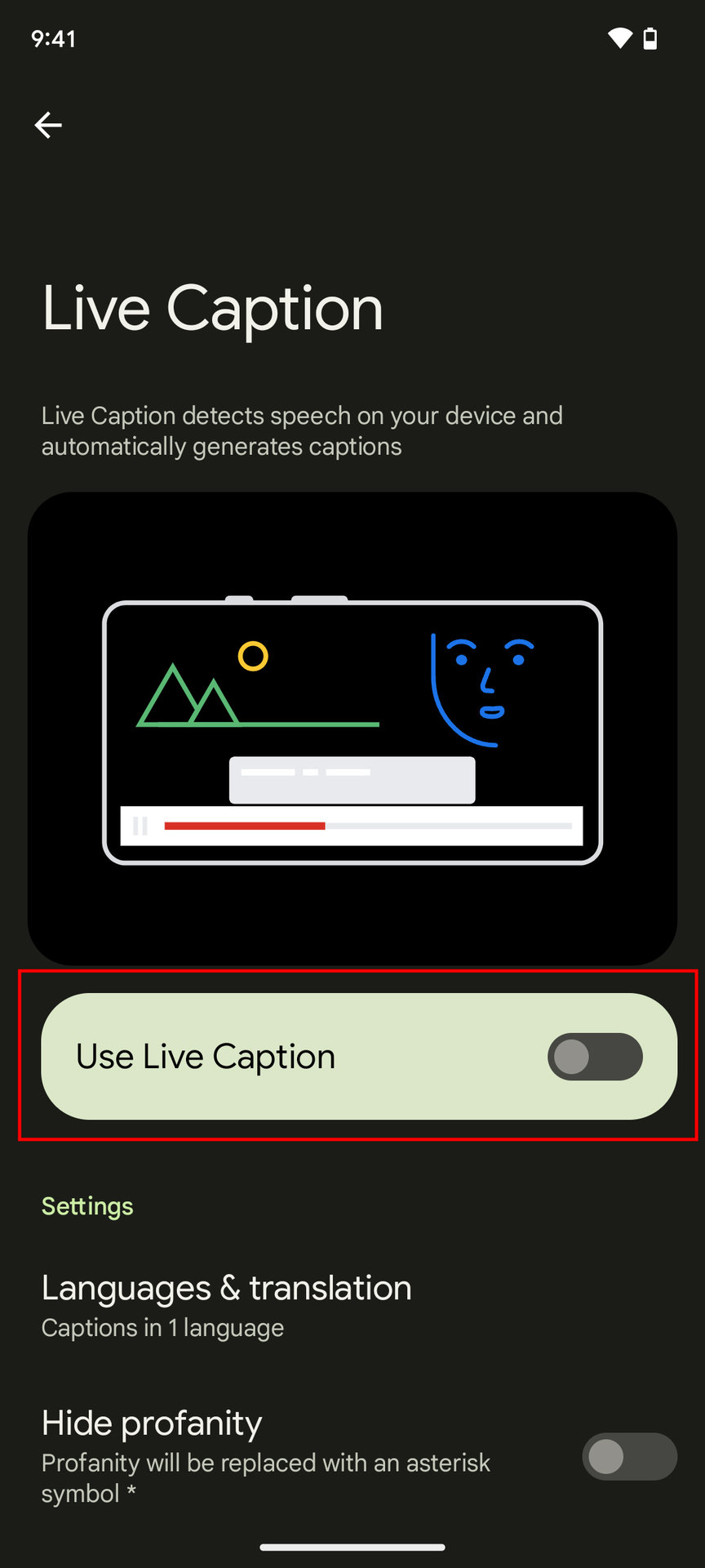Turn on Live Caption using the Settings app 3
