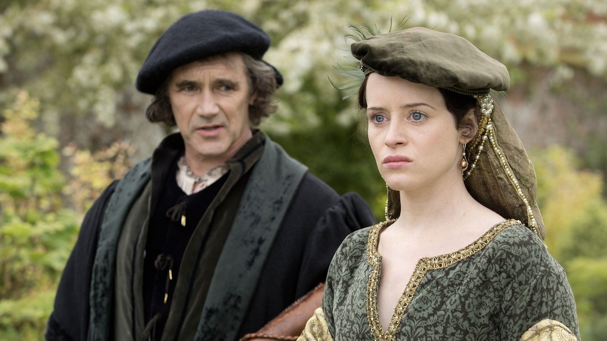 Thomas Cromwell (MARK RYLANCE) and Anne Boleyn (CLAIRE FOY) at Wolf Hall