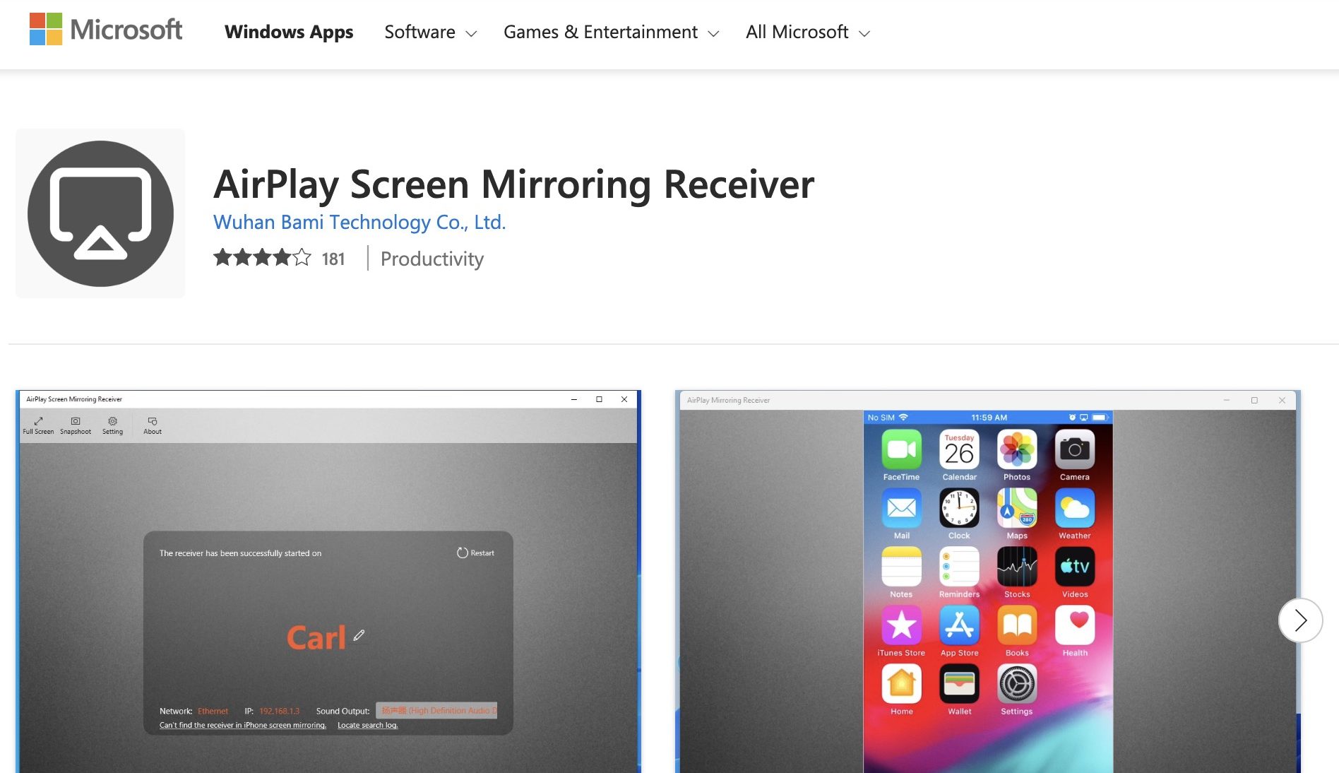 airplay screen mirroring receiver