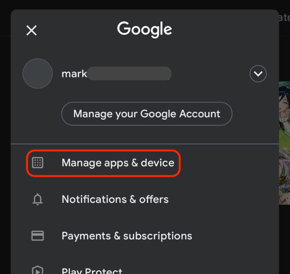 android google play store manage device