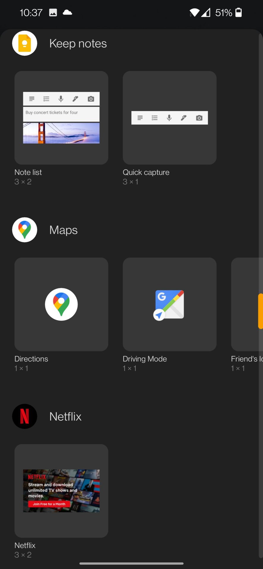 android widgets list 3