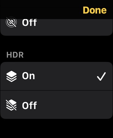 apple watch camera remote options hdr