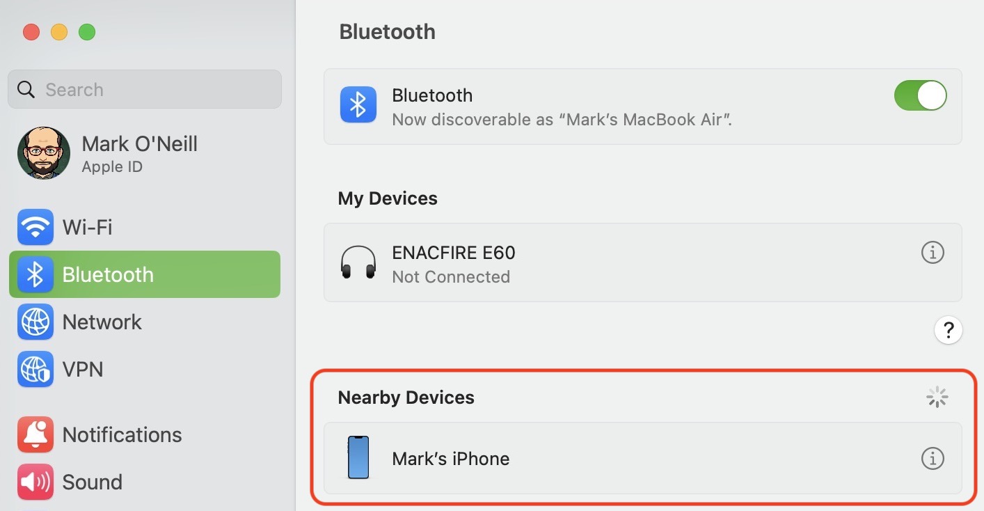 connect mac to iphone via bluetooth