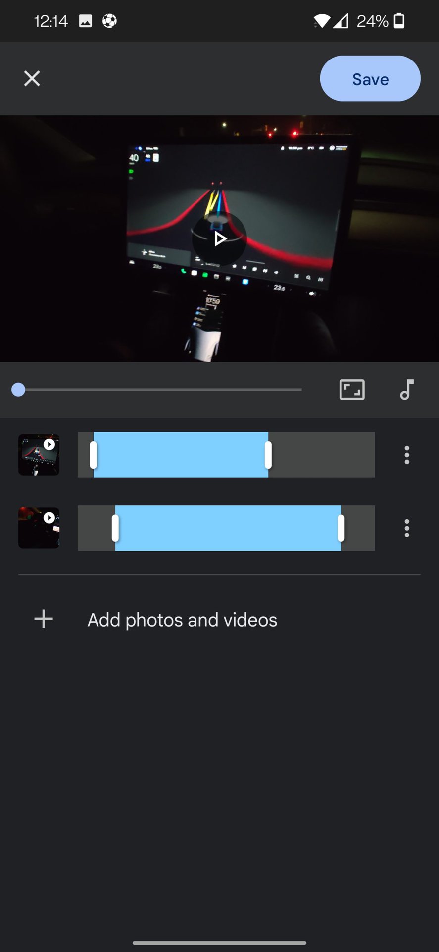 google photos movie clip settings