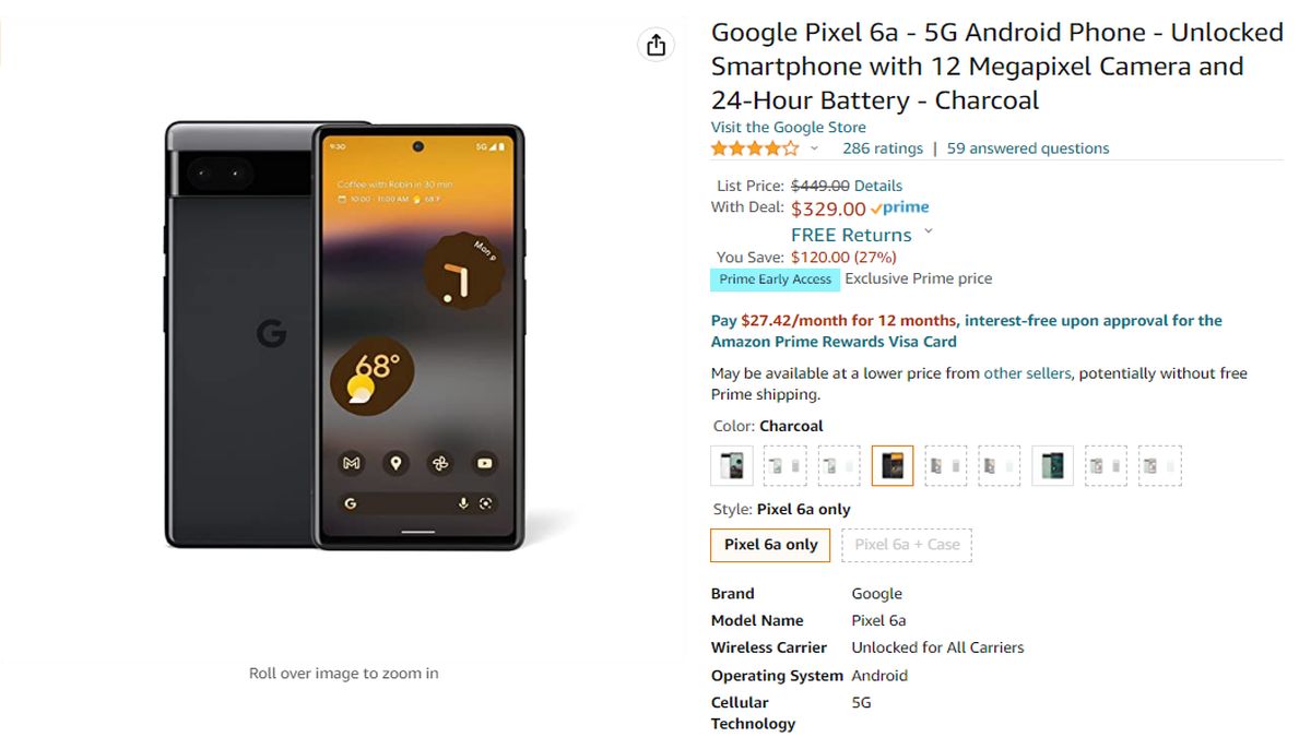 Google Pixel 6a in the Prime Early Access Sale