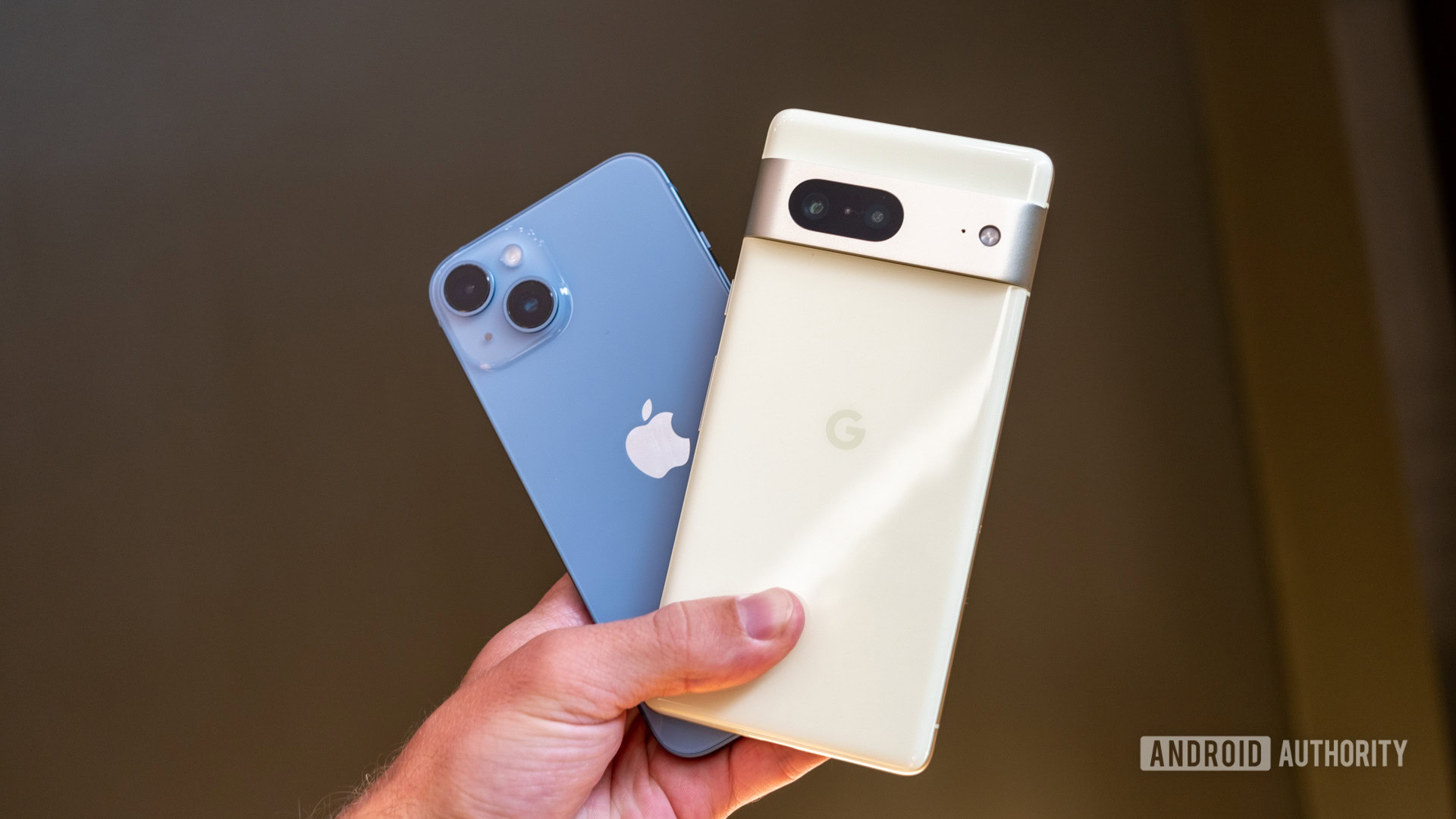 google pixel 7 vs apple iphone 14 in hand