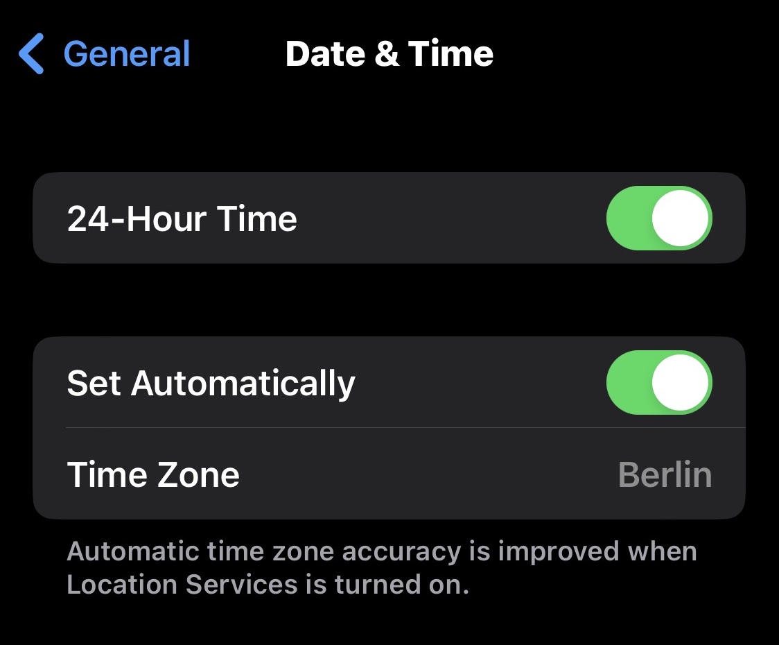 ios date and time settings automatic