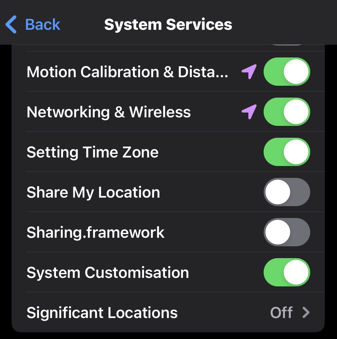 iphone location services setting time zone change