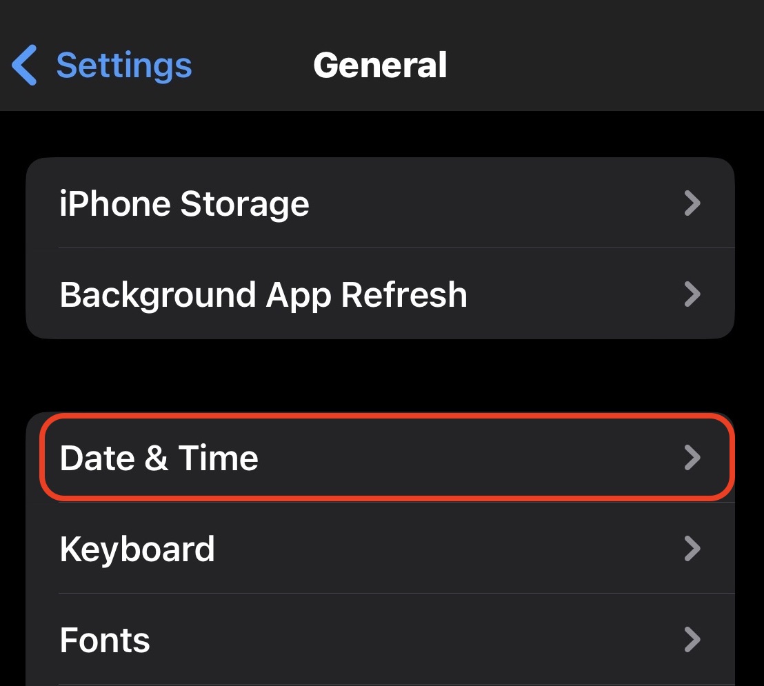 ios settings date and time