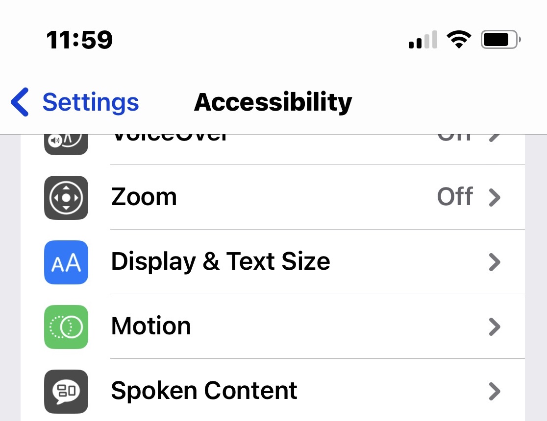 iphone accessibility display text size