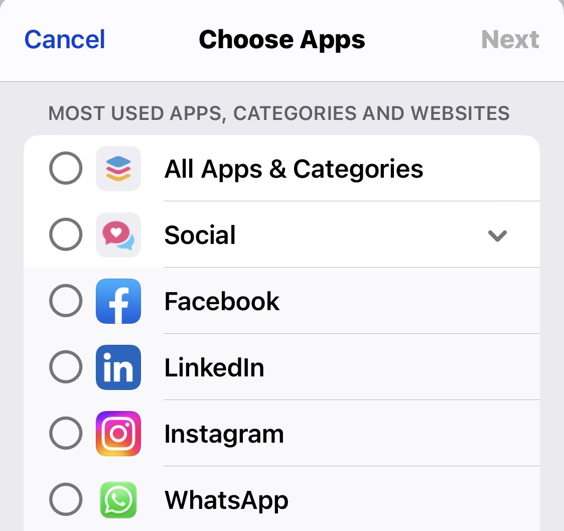 iphone app limits social apps