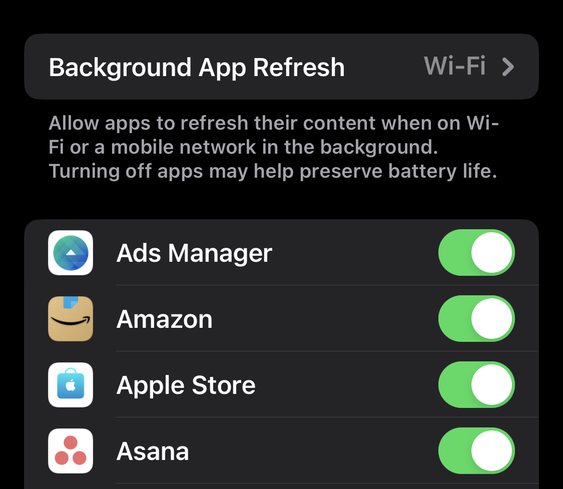 iphone background app refresh