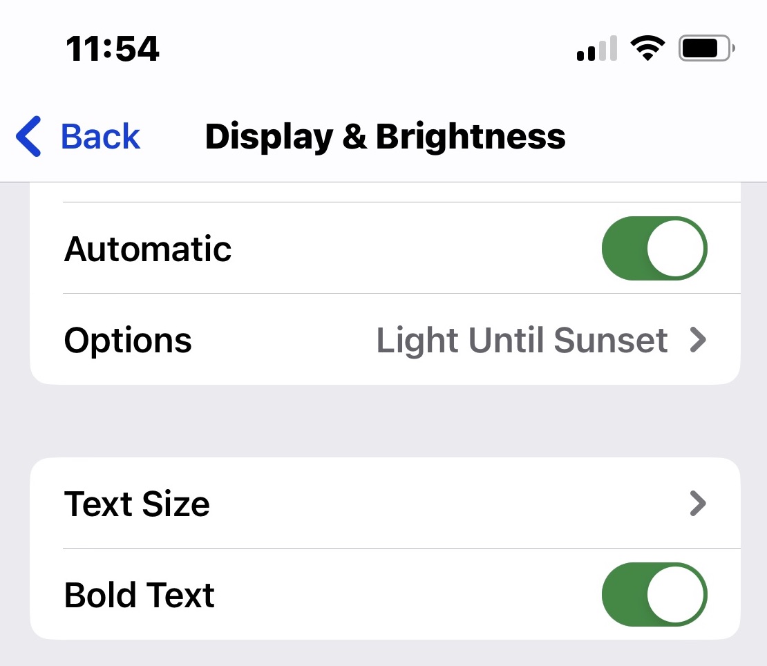 iphone display font size