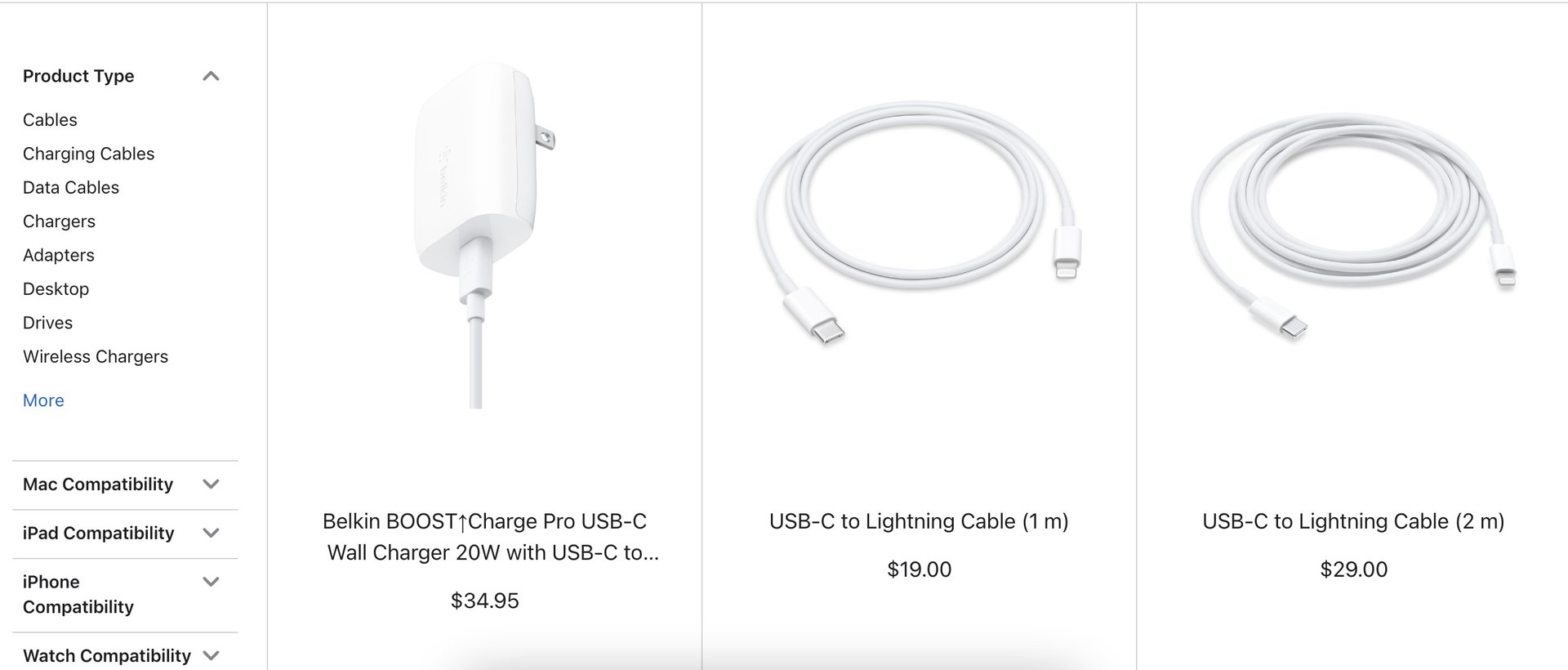 iphone lightning charging cable apple store