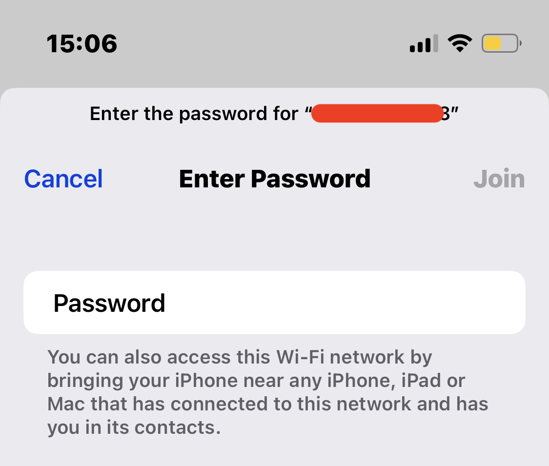 iphone settings enter wi-fi password