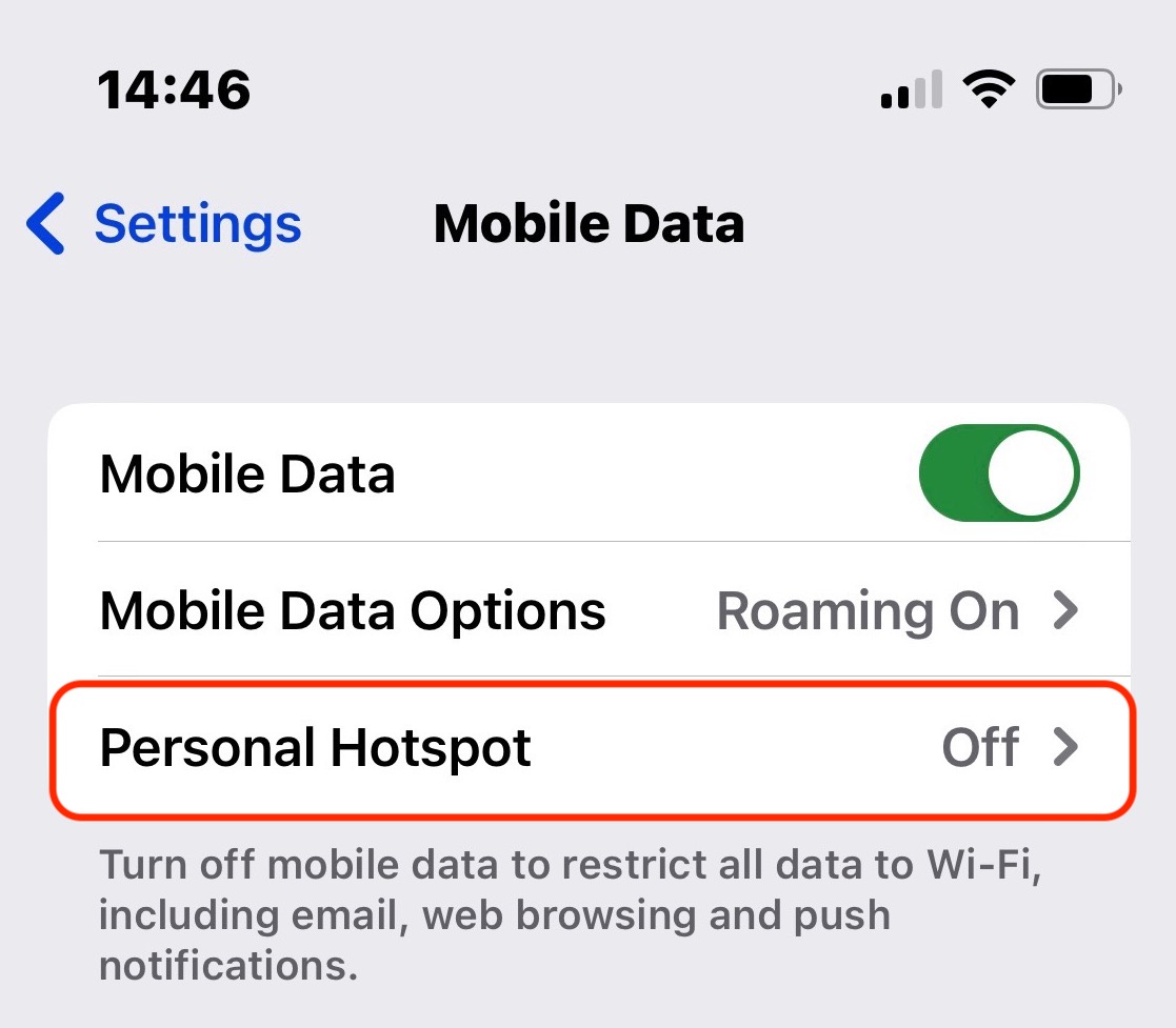 configuración de iphone datos móviles punto de acceso personal