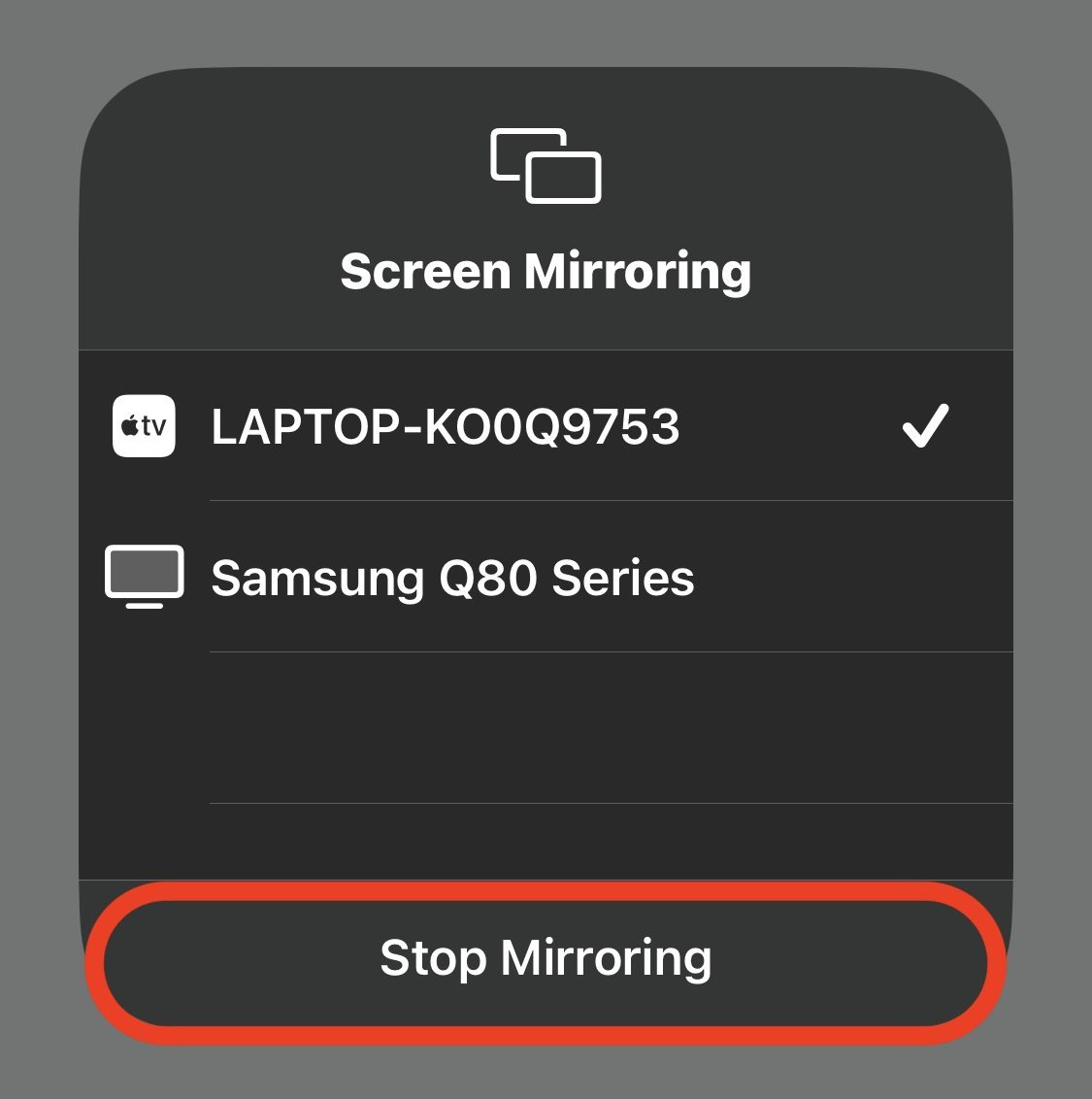 iphone stop mirroring