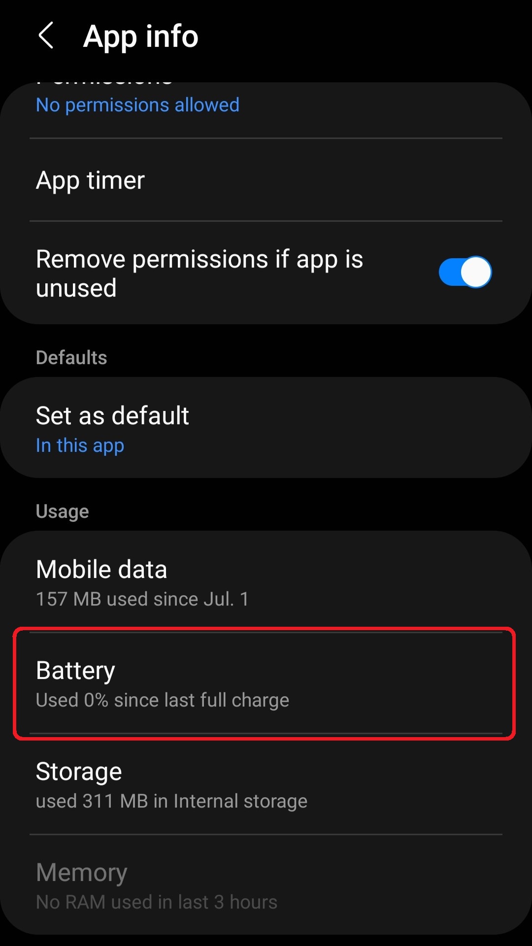 samsung app info battery