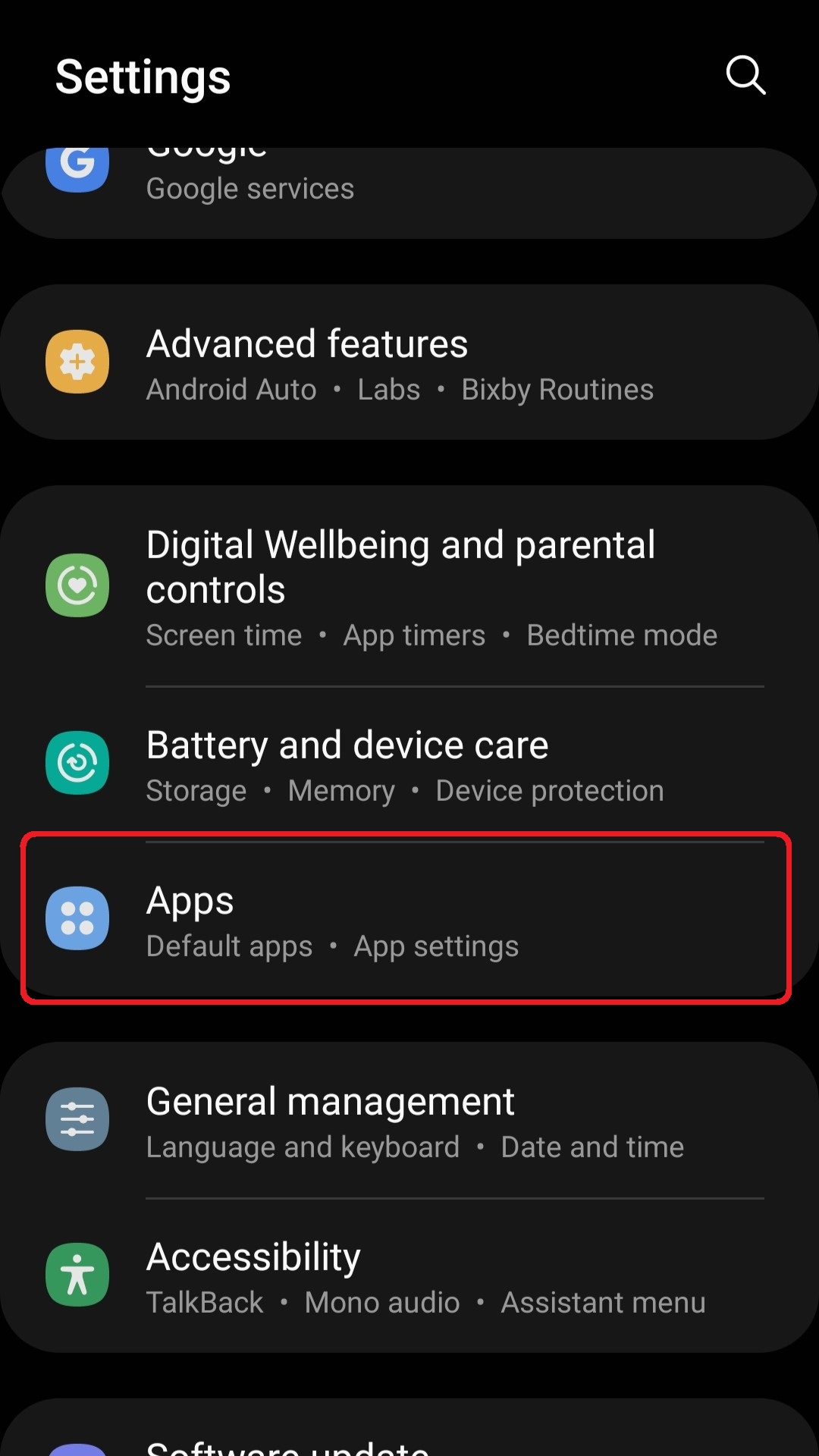 samsung app settings