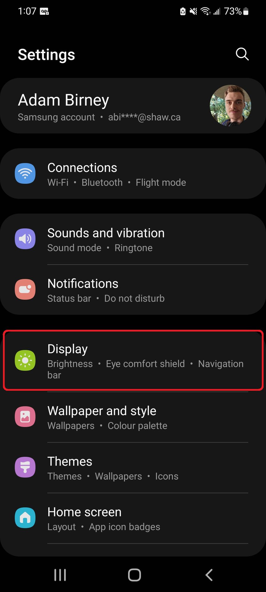 samsung display settings