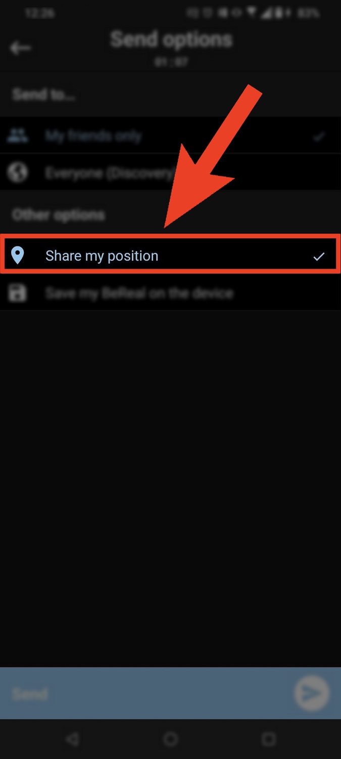 share position button bereal