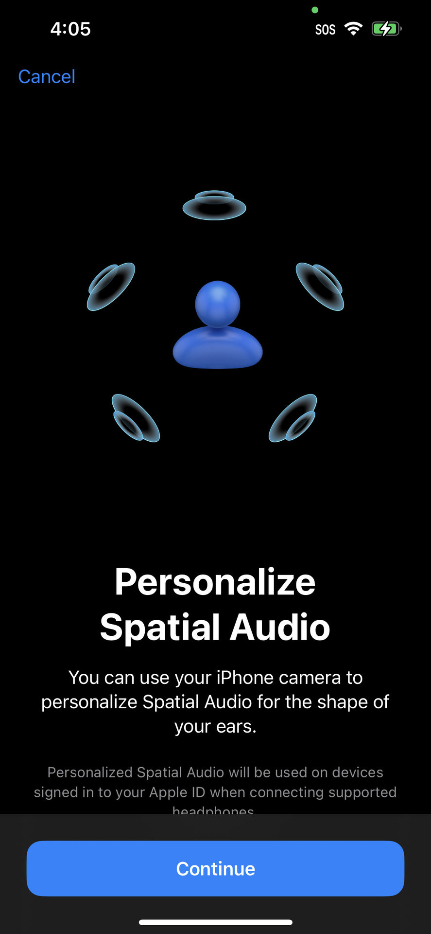 A screenshot of the AirPods Pro 2 settings page in the iPhone Settings app showing the Personalized Spatial Audio feature.