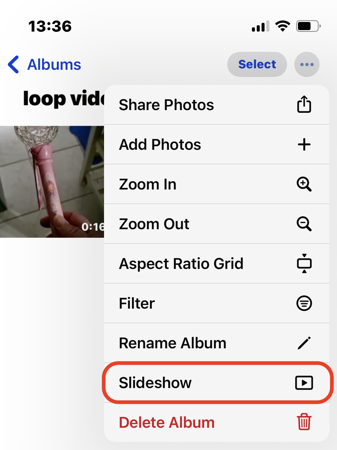 start slideshow iphone