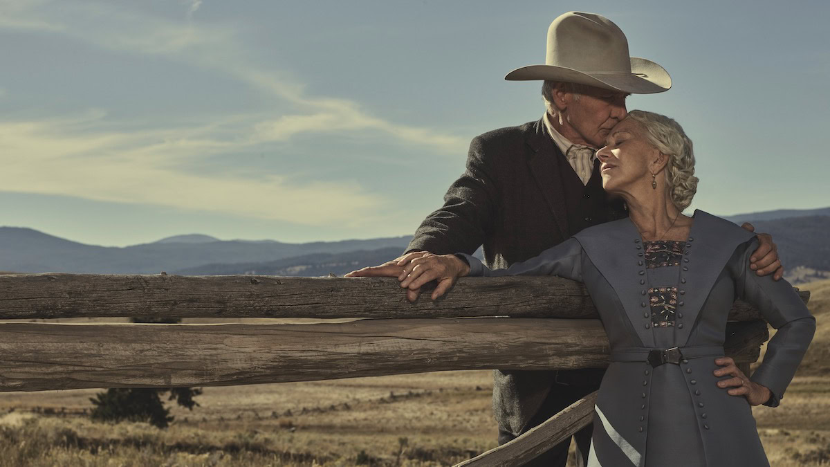 Harrison Ford as Jacob Dutton and Helen MIrren as Cara Dutton in 1923