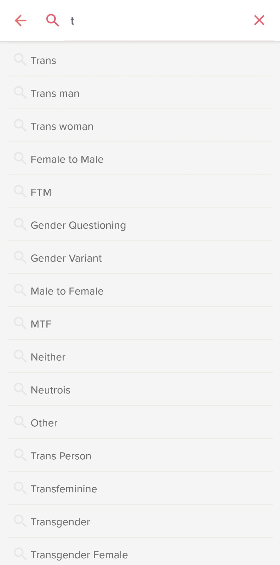 6.5 Tinder gender options
