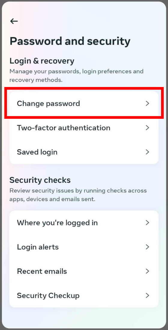instagram app settings password and security