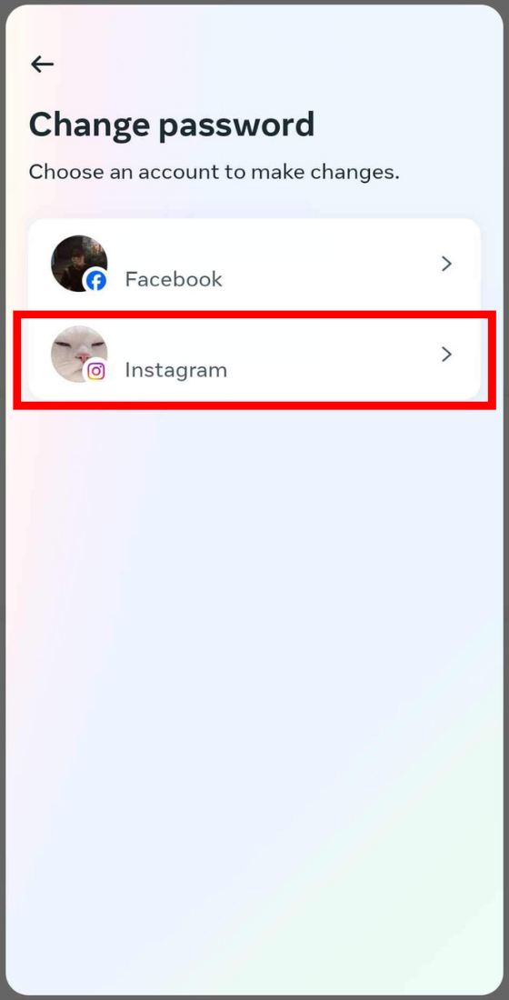 instagram app settings password and security account