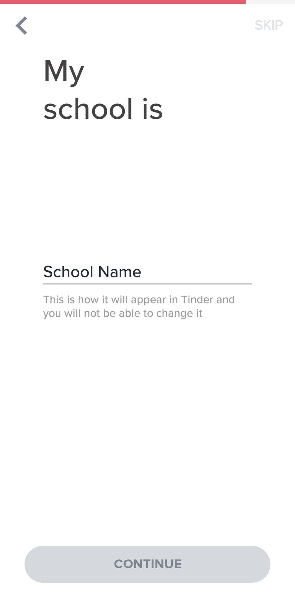 9 Enter your school information on Tinder