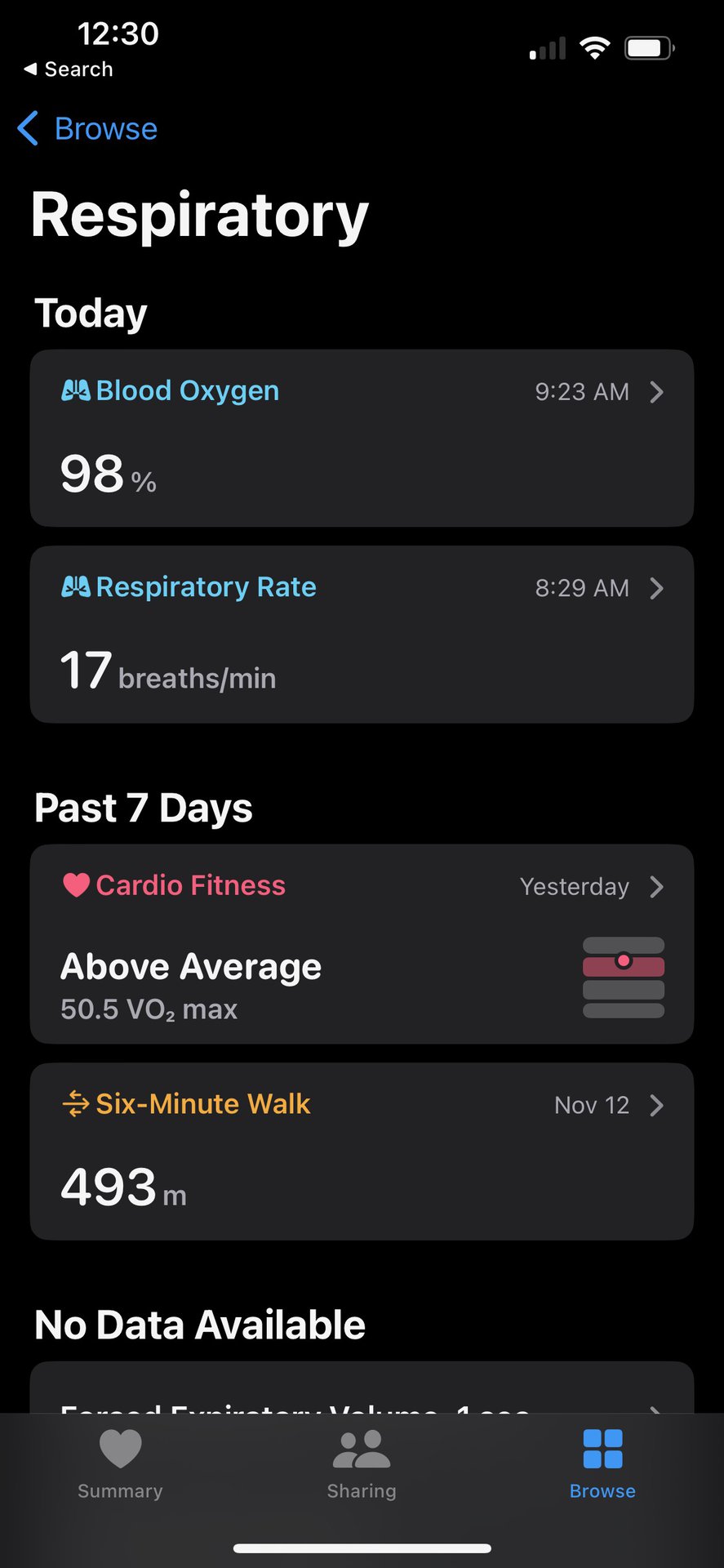 Apple Health App Respiratory