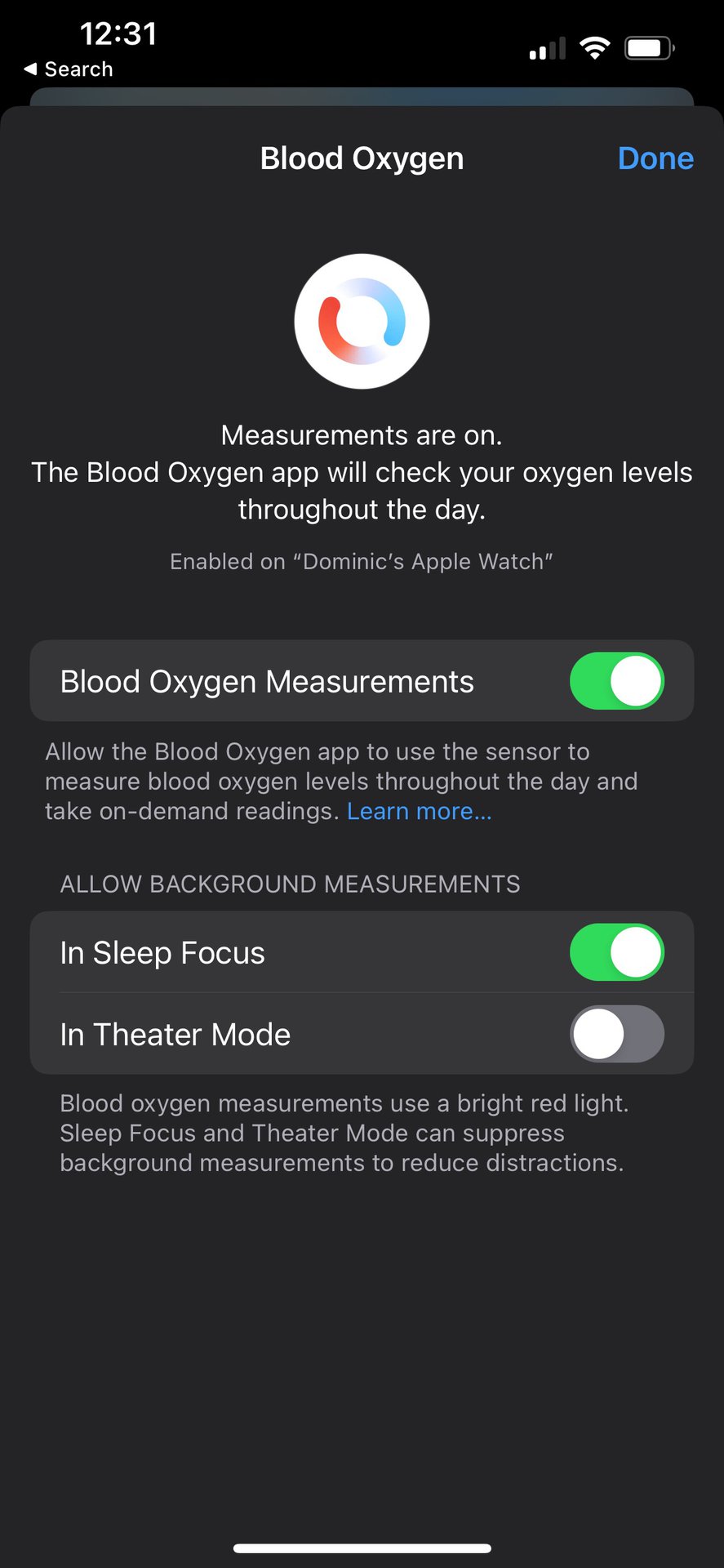 Apple Health Blood Oxygen Permissions