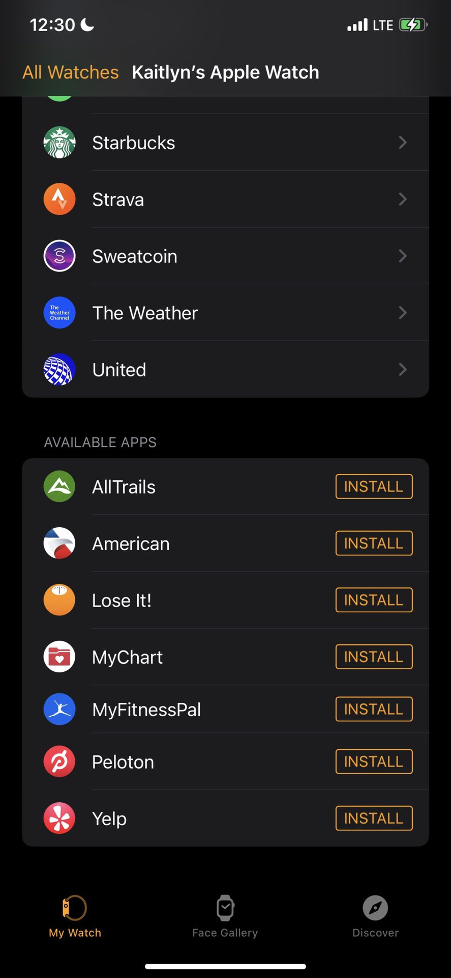 Apple Watch App Install MyFitnessPal