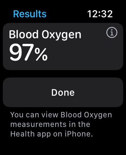 Apple Watch Blood Oxygen Results